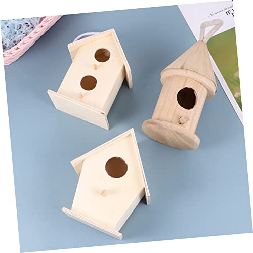 Yardwe 5 Pcs Garden Desktop Hanging Bird Ornament Bird House DIY Unfinished Birds Pendant Birdhouse Kit Mini Birdhouse Small Birdhouse Kids Suit Yardwe