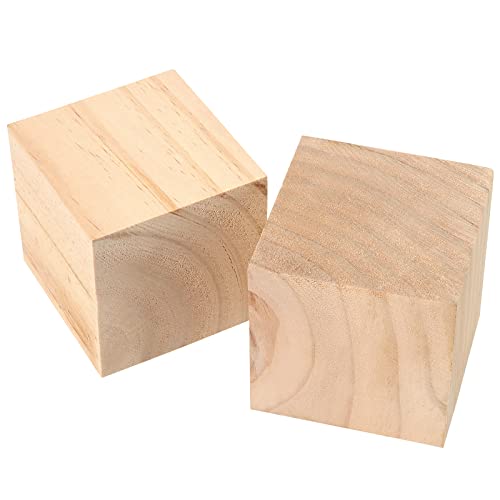 JEUIHAU 60 Pieces 2 Inch Wooden Cubes, Unfinished Wood Blocks, Natural Blank Wood Square Blocks for Painting, Puzzle Making, Decorating, Crafts and JEUIHAU