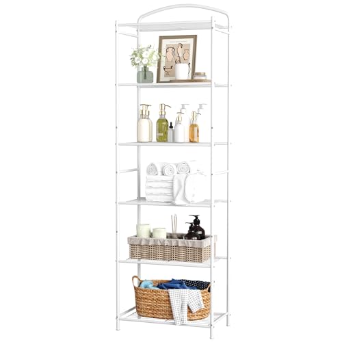 HOMEFORT 6-Tier Metal Bathroom Shelf - Freestanding Storage Organizer for Maximum Space Efficiency - WoodArtSupply