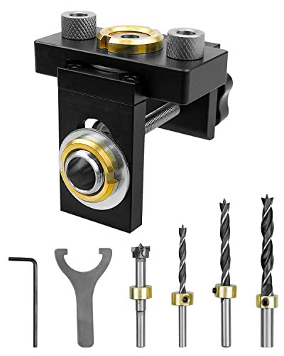 3 in 1 Pocket Hole Jig Kit, Woodworking Doweling Jig Set with 6 8 10 15mm Drill Bit, Adjustable Woodworking Drilling Locator Puncher Tools for - WoodArtSupply