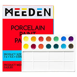 MEEDEN 22-Well Ceramic Watercolor Palette, Rectangle Porcelain Artist Paint Palette, 7.6'' × 5.5'' Ceramic Mixing Tray for Gouache, Watercolor, MEEDEN