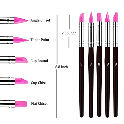 Sdanart Professional Silicone Rubber Tip Paint Pens Brushes，5pcs Silicone Paint Brush，Silicon Color Shapers Brushes，Rubber Paint Brush，Silicone Sdanart