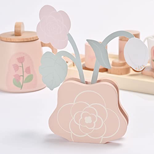 MONT PLEASANT Wooden Tea Set for Little Girls, Wooden Toys, Toddler Tea Set Toy, Play Kitchen Accessories Set, Montessori Toys, Kids Play Kitchen MONT PLEASANT