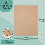 Bright Creations 1/4 In MDF Wood Chipboard Sheets for Crafts, Engraving, Painting (11x14 in, 6 Pack) Bright Creations