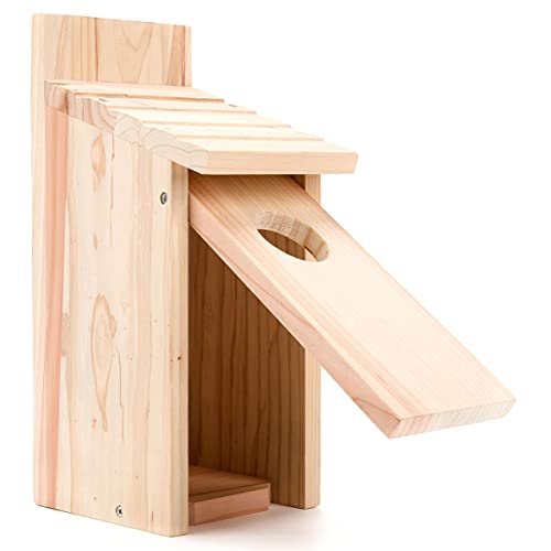 Oceek Cedar Blue Bird Box House Wood Bird House Bluebird Box House Cedar Wren and Chickadee Wren Home Outdoor Hanging Wood Birdhouse No Assembly - WoodArtSupply