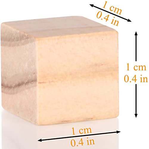 Wooden Cubes 1cm Small Wood Blocks for Crafts 2/5 inch Unfinished Natural Wood Square Block for DIY Projects and Puzzle Making (350PCS)