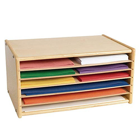 Colorations Wooden Organizer for Paper Storage, 20 1/4" W x 13 1/4" D x 10 1/4" H Construction Paper Classroom Sorter, for 12" x 18" and 9" x 12" Colorations