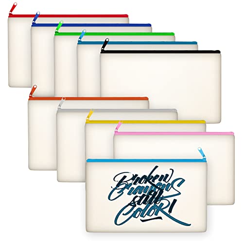 Legigo 10 Pack Blank DIY Craft Bag Canvas Pen Case Blank Makeup Bags - Canvas Pencil Bag Cotton Canvas Cosmetic Bag Multi-Purpose Travel Cosmetic Bag Legigo