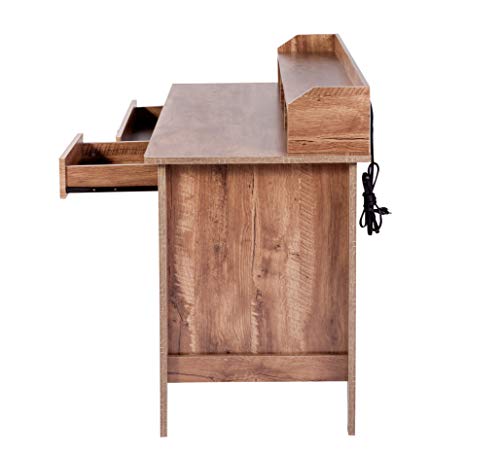 OneSpace Eleanor Executive Desk, Classic Oak - WoodArtSupply