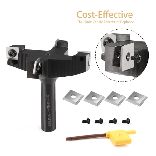 HOZLY CNC Spoilboard Surfacing Router Bit, 1/2" Shank 3" Cutting Diameter, Insert Carbide Slab Flattening Router Bit Planing Bit for Woodworking - WoodArtSupply