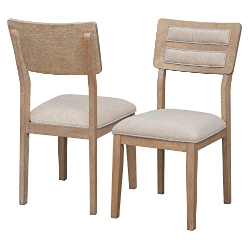 Merax, Natural Wood Wash 6-Piece 60" Wooden Dining Table Set with 4 Upholstered Chairs and 1 Bench,Classic and Traditional Style Merax