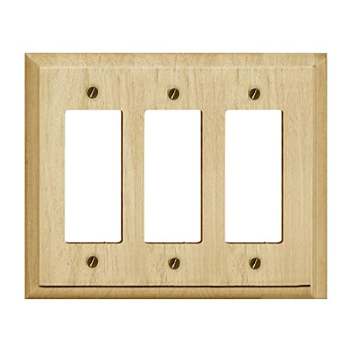 Runwireless Solid Wood, Traditional Unfinished Wood Wallplate Triple Rocker 4-411RRR - WoodArtSupply