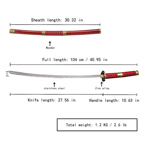 Sword fort Handmade Katana Cosplay Anime Swords, Roronoa Zoro Sword, Kitetsu - WoodArtSupply