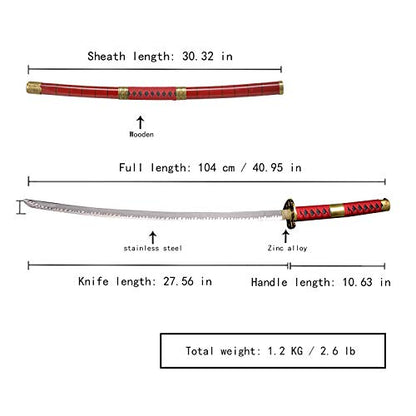 Sword fort Handmade Katana Cosplay Anime Swords, Roronoa Zoro Sword, Kitetsu - WoodArtSupply