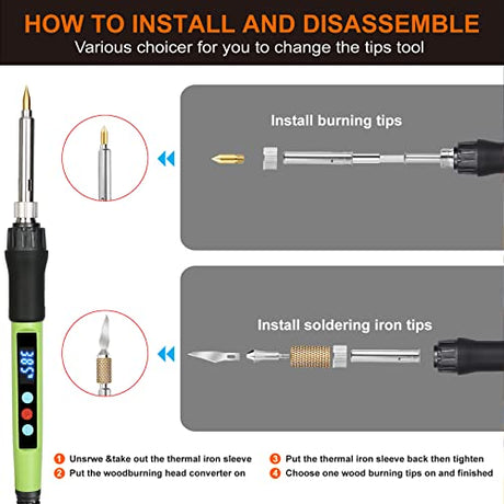 Wood Burning kit, 100W Professional WoodBurning Pen Tool, DIY Creative Tools with LED Display Adjust Temp Switch 180~500℃,Wood Burner for Foxgor