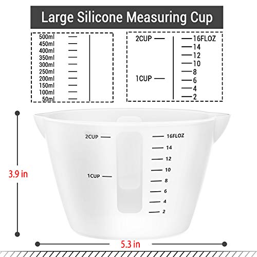 500ml Large Silicone Measuring Cups, Gartful 2-Cup Resin Mixing & Pouring Cups for Epoxy, Resin Jewelry Making, Nonstick Reusable Craft Measuring Gartful