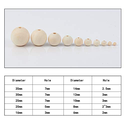 PH PandaHall 740pcs 16mm Natural Wood Beads Round Wood Beads with 3mm Hole Large Wooden Beads Wooden Loose Beads Wooden Spacer Beads for Crafts DIY PH PandaHall