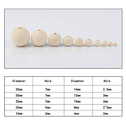 PH PandaHall 740pcs 16mm Natural Wood Beads Round Wood Beads with 3mm Hole Large Wooden Beads Wooden Loose Beads Wooden Spacer Beads for Crafts DIY