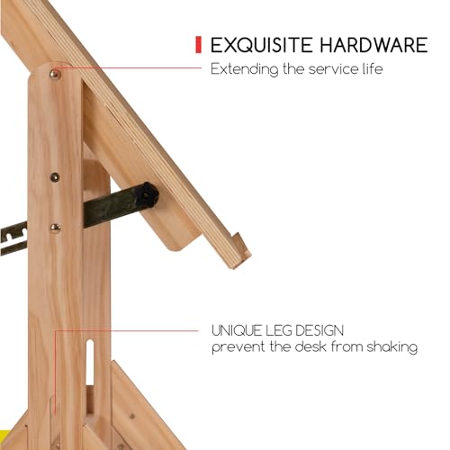 MEEDEN Solid Wood Drafting Table, Artist Drawing Desk, Writing Desk Studio Desk, Art Craft Table with Adjustable Height and Tiltable Tabletop for MEEDEN