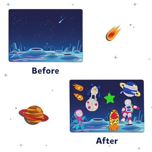 Skillmatics Art & Craft Activity - Foil Fun Space, No Mess Art for Kids, Craft Kits & Supplies, DIY Creative Activity, Gifts for Boys & Girls Ages 4, Skillmatics