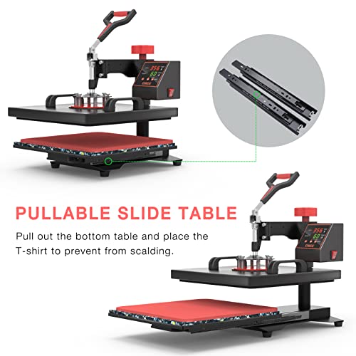 OIIEE Heat Press Machine 5 in 1 Combo Heat Press 15 x 15 Inch Heat Transfer Machine 360-Degree Swing Away Digital Shirt Printing Multi-function Heat oiiee