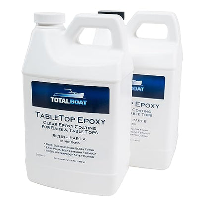 TotalBoat Table Top Epoxy Resin 1 Gallon Kit - Crystal Clear Coating and Casting Resin for Bar Tops, Table Tops, Wood, Concrete, Epoxy Art & Crafts - WoodArtSupply