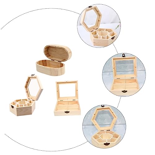 SEWOART 3pcs wooden box ear ringing jewelry for women ring organizer for jewelry necklace storage bag DIY portable jewelry organizer unfinished - WoodArtSupply