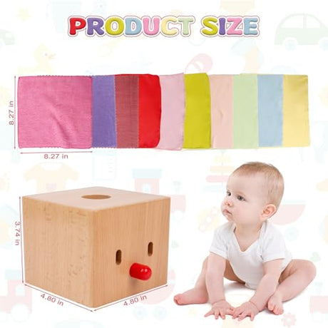 Adena Montessori Baby Full Wood Tissue Box Infant Toys for 6-12 Months Baby Adena Montessori