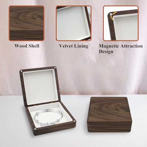 WisePoint Bracelet Boxes, Wood Bracelet Holder Bracelet Gift Box, Square Bracelet Display Case Jewelry Gift Boxes for Bracelets, Vintage Jewelry WisePoint