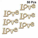 STOBOK 50pcs Wooden Love Letters Unfinished Wood Cutouts Wood Shapes Pieces Wood Discs Slices for DIY Craft Wedding Birthday Party Favors STOBOK