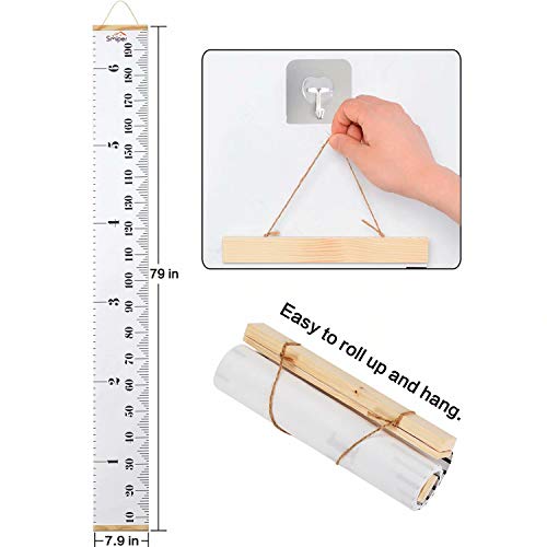 Smlper Growth Chart for Kids,Child Height Chart Ruler for Wall,Wood Frame Fabric Canvas Height Measurement Ruler for Kids Nursery Room,Removable Wall Smlper