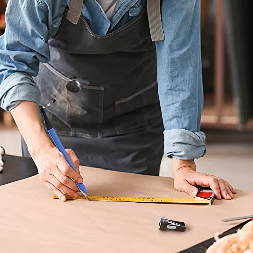 Hiboom 12 Pieces Carpenter Pencil, 7 Inches Flat Octagonal Hard Black Carpenter Marking Pencils with Pencil Sharpener and Silicone Heavy Duty Hiboom