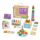 TOOKYLAND Montessori Toys for 1 Year Old, 8 in 1 Learning Educational Set Wooden Toys (Includes Stacking Cups, 3 in 1 Educational Box, Pound Bench, TOOKYLAND