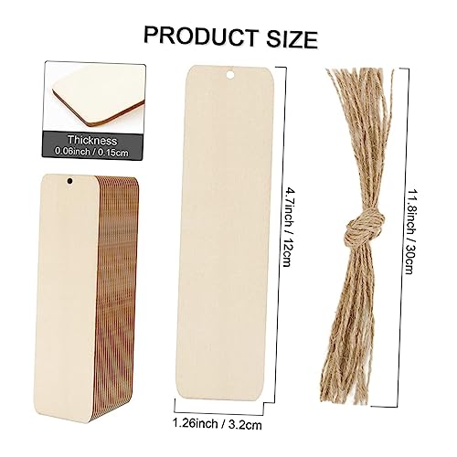 Tofficu 1 Set Wooden Bookmark Blank Tags Hand Made Hanging Tags Wood Art Bookmarks Wood Crafts Tags Unfinished Wooden Slices with Holes Unfinished Tofficu