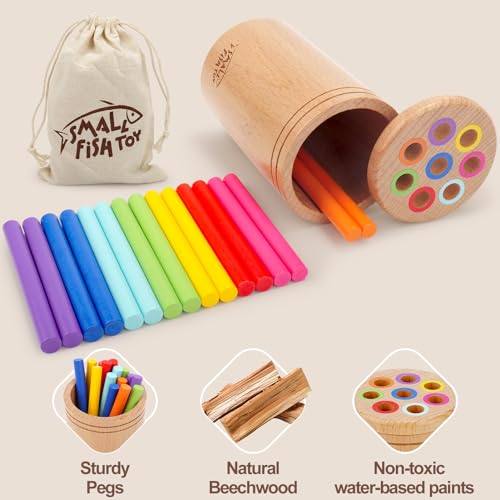 Montessori Toys for 1-3 Year Old: Wooden Learning Color Sorting