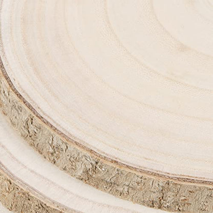 LEXININ 6 Pack 10-11 Inches Natural Wood Slices, 25-28cm Unfinished Wooden Log Slices, Round Large Wood Circles for Weddings, Table Centerpieces,