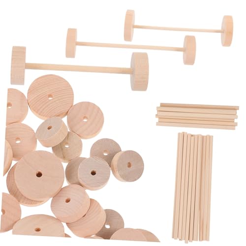 Vaguelly 1 Set Wooden Wheel Wood Craft Wheels Wooden Toy Wheels Spoked Toy Wheels Crafts Toy Wheels Mini DIY Car Models an Fittings Art Craft Vaguelly