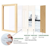 Egofine 5x7 Picture Frames Natural Wood Frames with Plexiglass, Display Pictures 3.5x5/4x6 with Mat or 5x7 Without Mat Set of 4 for Tabletop and Wall Egofine