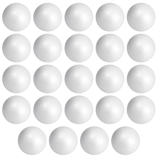 Juvale 24 Pack 3 Inch Foam Balls for Crafts, Smooth Polystyrene Spheres for DIY Decorations, Classroom Projects