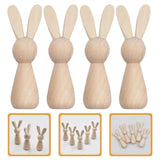 ABOOFAN Unfinished Wooden Bunny,4pcs Blank Wood Rabbit Peg Doll Figure Cutout Table Statue Model Desktop Centerpiece for Kids DIY Painting Home ABOOFAN