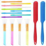 FEPITO Silicone Stir Sticks Kit Includes 9 Pcs Silicone Stir Sticks 4 Pcs Silicone Epoxy Brushes 2 Pcs Silicone Spatula for Mixing Resin, Paint, FEPITO
