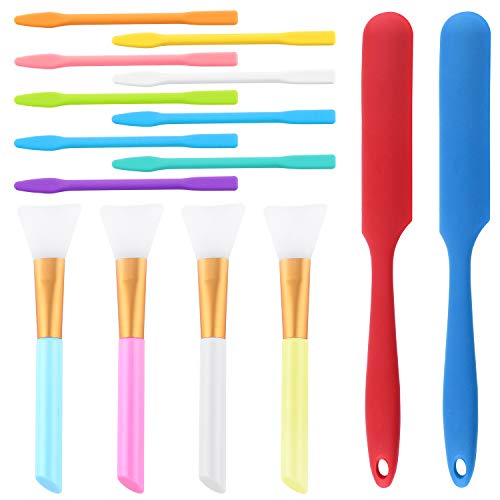 FEPITO Silicone Stir Sticks Kit Includes 9 Pcs Silicone Stir Sticks 4 Pcs Silicone Epoxy Brushes 2 Pcs Silicone Spatula for Mixing Resin, Paint, - WoodArtSupply