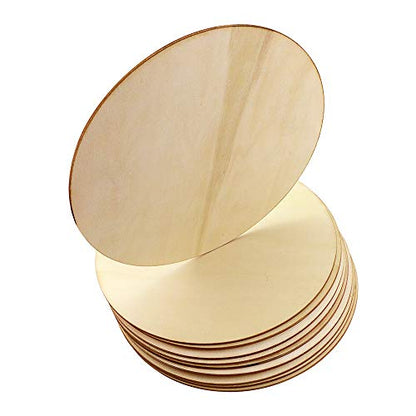 Newbested 10 Pack 8 Inch Unfinished Natural Wood Round Circle for DIY Crafts,Pyrography,Painting,Engraving,Home Decoration - WoodArtSupply