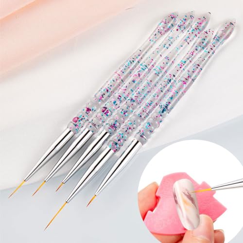 Gembityful Nail Dotting Tools 10 Pcs Kit 5 pcs Double-end Nail Dotting tools and 5 Pcs Nail Liner Brushes GEMBITYFUL