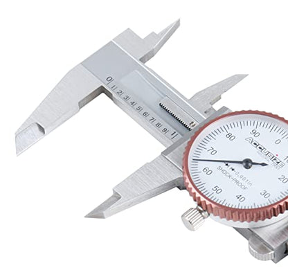 Accusize Industrial Tools 0-4 inch by 0.001 inch Precision Dial Caliper, Stainless Steel, in Fitted Box, P920-S214 - WoodArtSupply