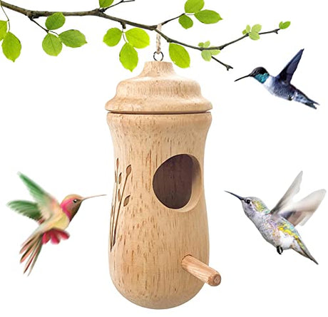 Hummingbird House 2022 New for Outside Wooden Hanging Hummingbird Houses Garden Decor Pet Cottage TIETHEKNOT