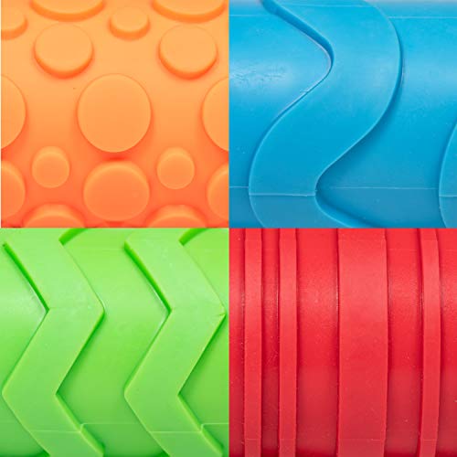 READY 2 LEARN Paint and Clay Texture Rollers - Set of 4 - Textured Dough Rolling Pins for Kids - Open-Ended Patterns for Crafts and Decoration READY 2 LEARN