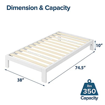 ZINUS Arnav Twin Metal Platform Bed Frame with Wood Slat Support, No Box Spring Required, Easy Assembly, White - WoodArtSupply