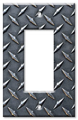 Art Plates - OVERSIZED Switch Plate - OVER SIZE Decorative Metal Wall Plate - 1 Gang Decora - Black Diamond Plate (PRINTED IMAGE) - (Made in USA) Art Plates