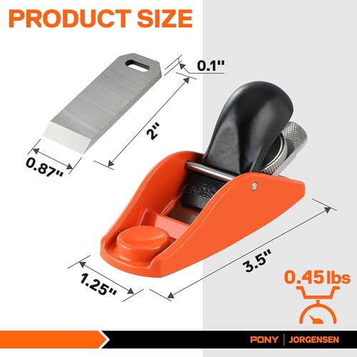 JORGENSEN 3-1/2" Mini Wood Planer, Mini Hand Planer for Woodworking, Block Plane, Small Hand Plane for Trimming, Wood Planing, Craft - Small Wood Jorgensen